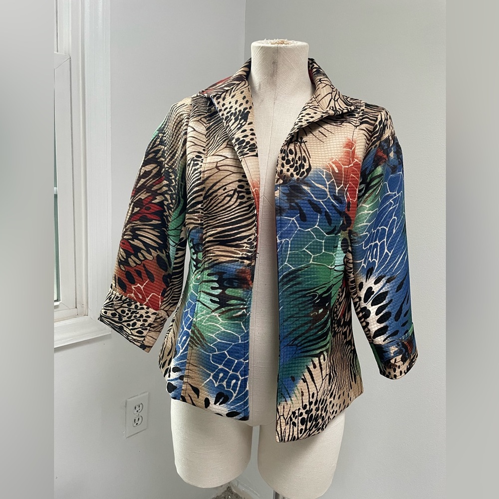 Laura Max Safari Jacket- Size Petite M- Multicolor